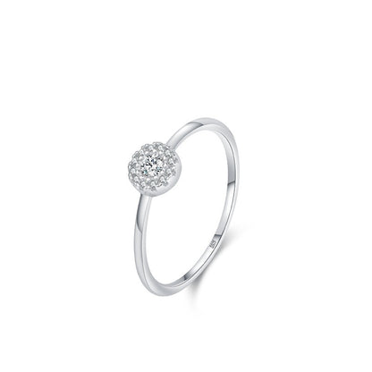 S925 Silver Simple Round Micro-Stone Pandora Ring