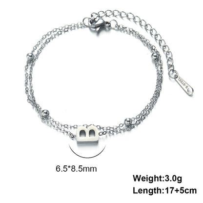 Titanium Steel Double-Layered Chain Letter Necklace Bracelet