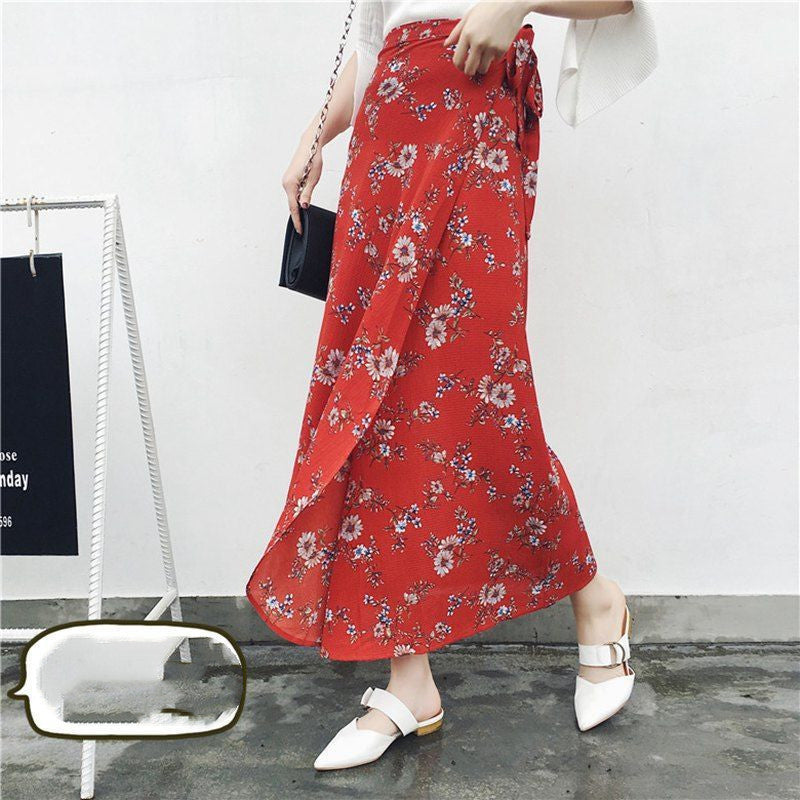 Sun-proof Skirt Chiffon Half-length High Waist A- Line With Lining