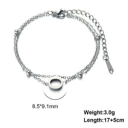 Titanium Steel Double-Layered Chain Letter Necklace Bracelet