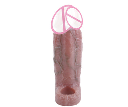 Artificial Penis Cover Soft Silicone Exotic Condom Men's Bold Lengthened Penis Ring Sexy Sex Product