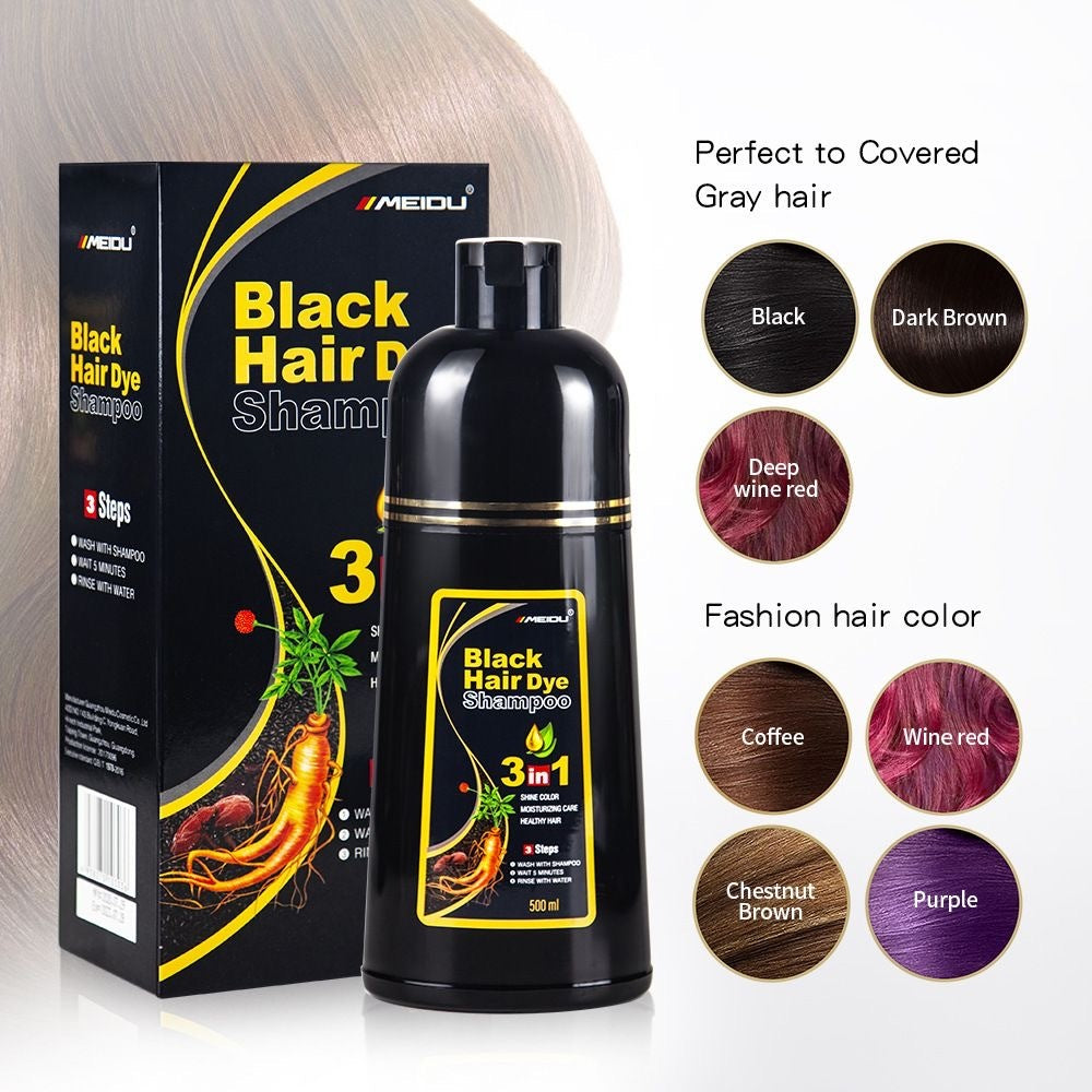 MEIDU White To Black Bubble Hair Color Cream -3-in-1 Black Hair Dye Shampoo