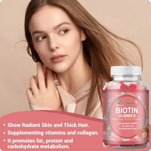 High Potency Biotin Supplement, Collagen Gummies - Skin, Hair, and Nail Care and Health, 60 pcs