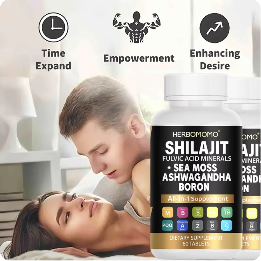 Shilajit Supplement 10,000 mg, Seaweed 6,000 mg, Tribulus, Boron, Magnesium – Non-GMO, Plant-Based, Pure and Organic Supplement – Supports Overall Health, Enhances Sexual Vitality