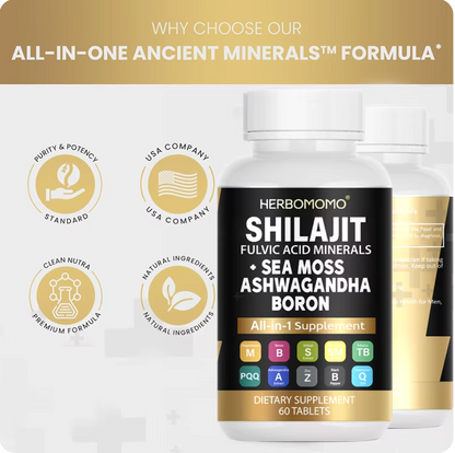 Shilajit Supplement 10,000 mg, Seaweed 6,000 mg, Tribulus, Boron, Magnesium – Non-GMO, Plant-Based, Pure and Organic Supplement – Supports Overall Health, Enhances Sexual Vitality