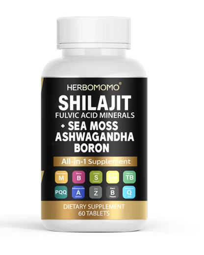 Shilajit Supplement 10,000 mg, Seaweed 6,000 mg, Tribulus, Boron, Magnesium – Non-GMO, Plant-Based, Pure and Organic Supplement – Supports Overall Health, Enhances Sexual Vitality