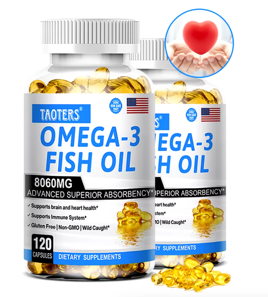 Fish Oil Omega 3 - Helps Improve Eyes, Joints, Antioxidants, Improves Skin Health, Brain Function and Supports Immunity