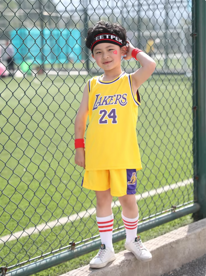 New 2024-25 American Basketball, Lakers Kids Jersey and Shorts Set