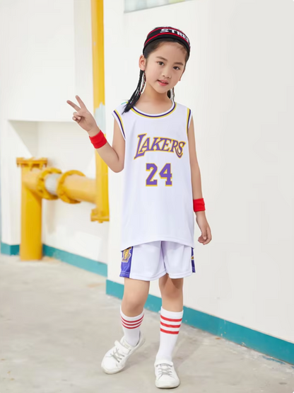 New 2024-25 American Basketball, Lakers Kids Jersey and Shorts Set