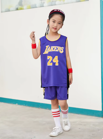 New 2024-25 American Basketball, Lakers Kids Jersey and Shorts Set