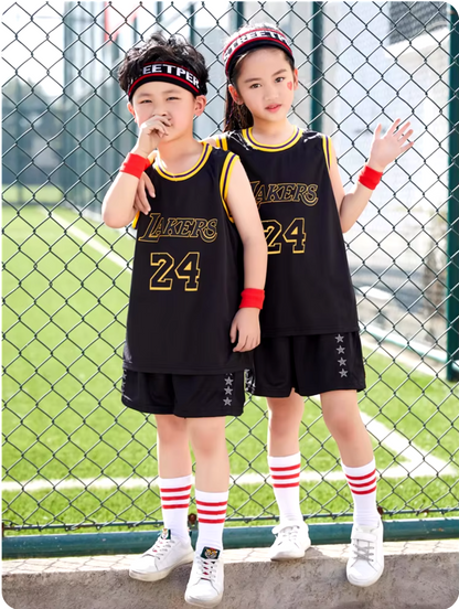 New 2024-25 American Basketball, Lakers Kids Jersey and Shorts Set