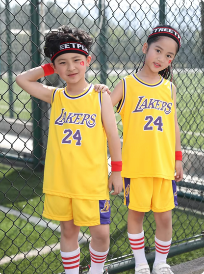 New 2024-25 American Basketball, Lakers Kids Jersey and Shorts Set