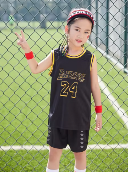 New 2024-25 American Basketball, Lakers Kids Jersey and Shorts Set