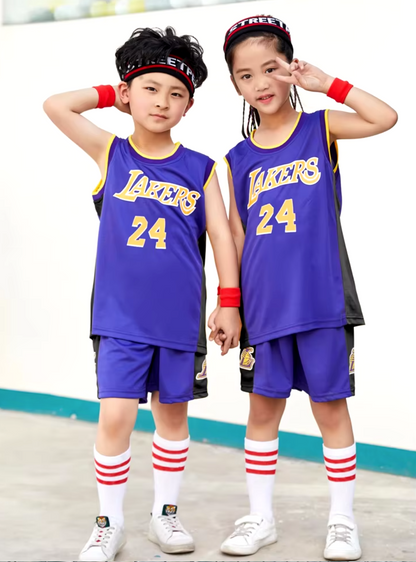 New 2024-25 American Basketball, Lakers Kids Jersey and Shorts Set