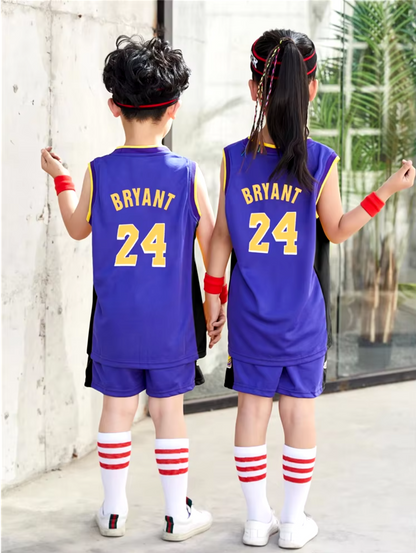 New 2024-25 American Basketball, Lakers Kids Jersey and Shorts Set