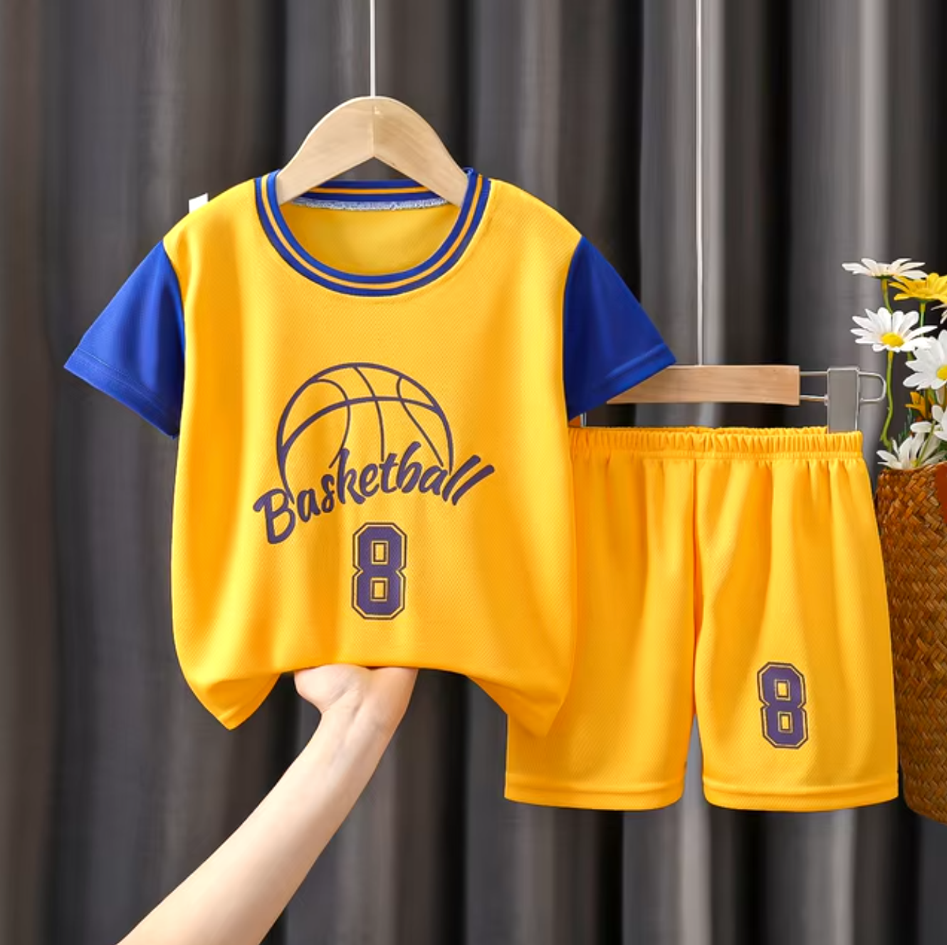 New 2024-25 American Basketball, Boston, Bulls, Rockets, Golden State Kids Jersey and Shorts Set