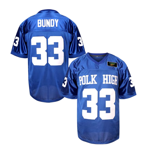 POLK HIGH #33 BUNDY Football Jersey - Married with Children TV Series, Stitched Blue Jersey