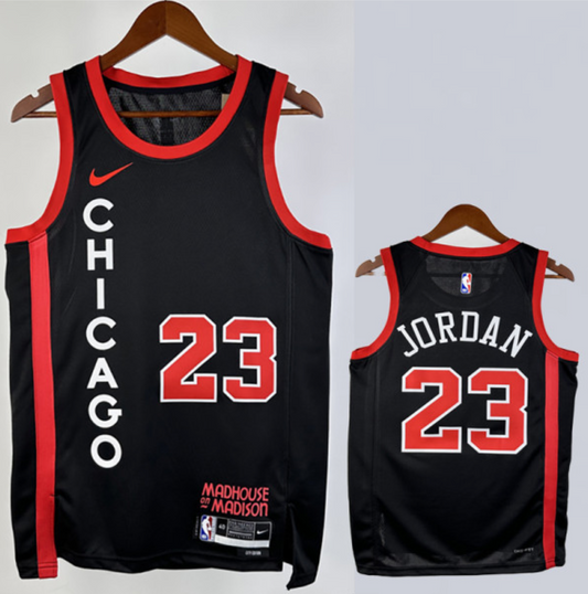 BULLS JORDAN #23 Black City Edition Top Quality Hot Pressing NBA Jersey