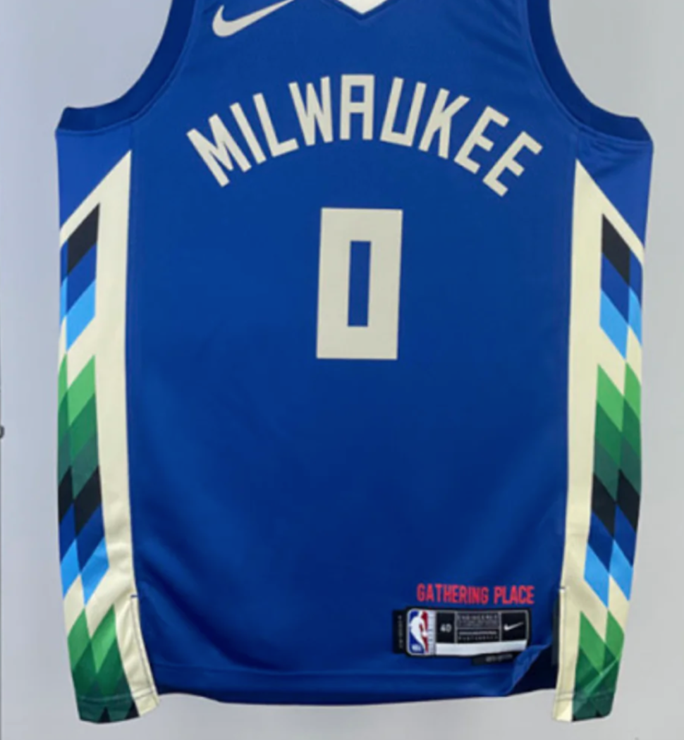 2022-23 BUCKS LILLARD #0 Blue City Edition Top Quality Hot Pressing NBA Jersey