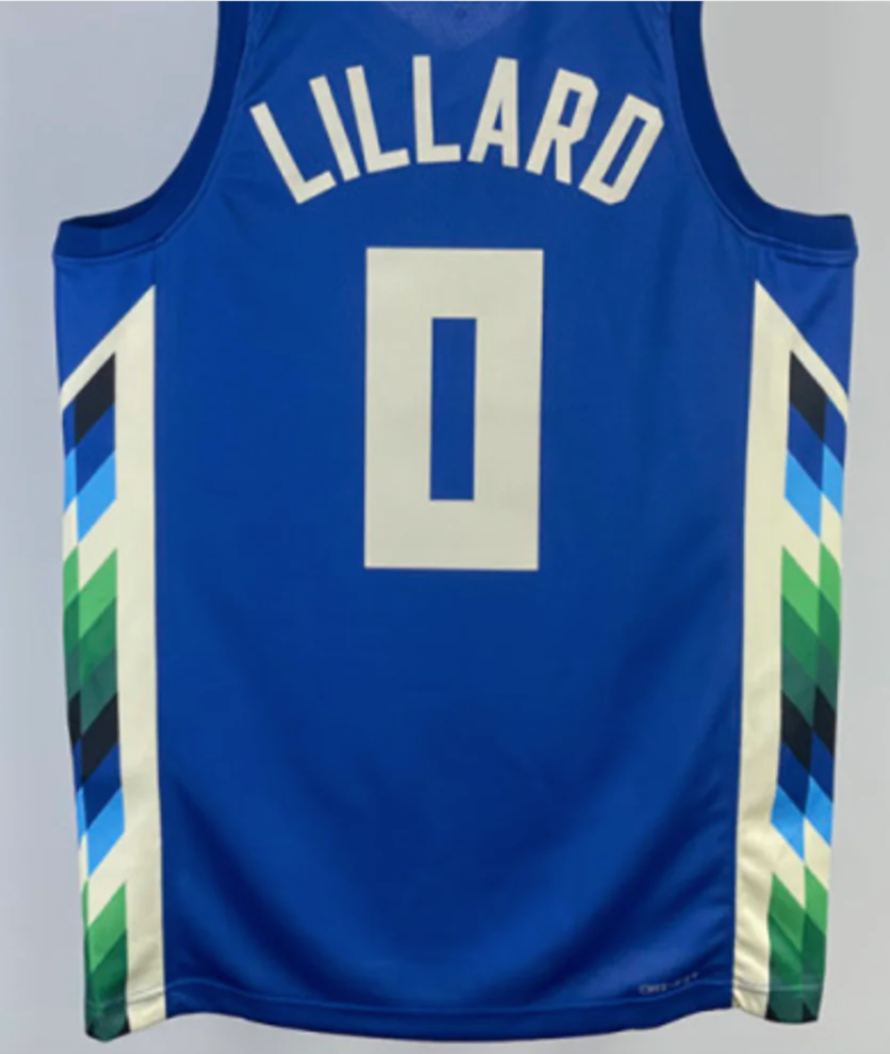 2022-23 BUCKS LILLARD #0 Blue City Edition Top Quality Hot Pressing NBA Jersey