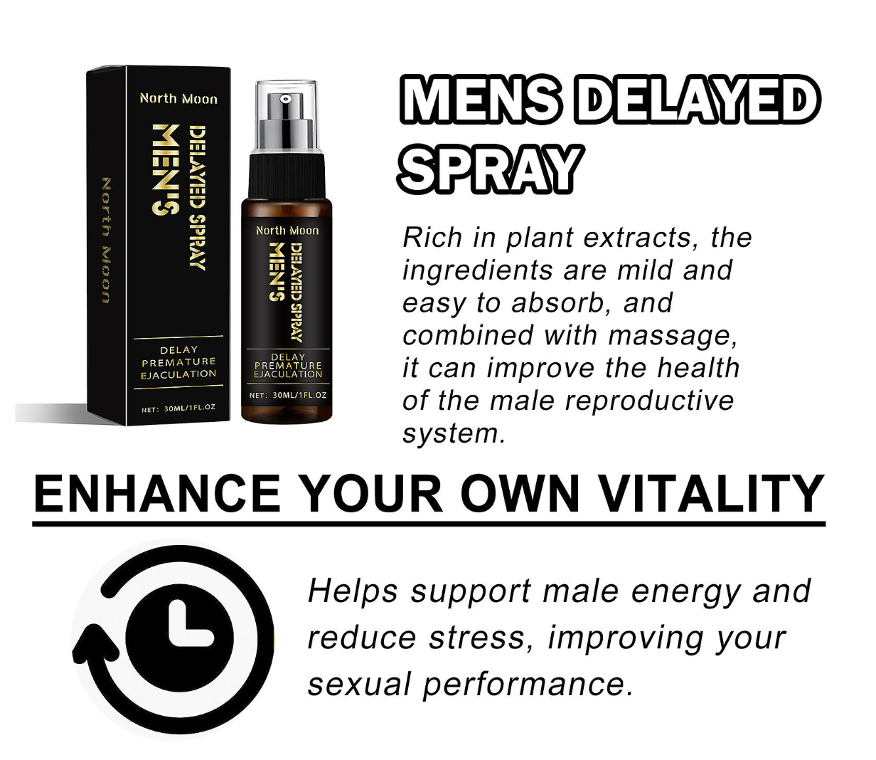 NORTH MOON Spray retardante para hombres 30 ml: compre 3 y pague 2