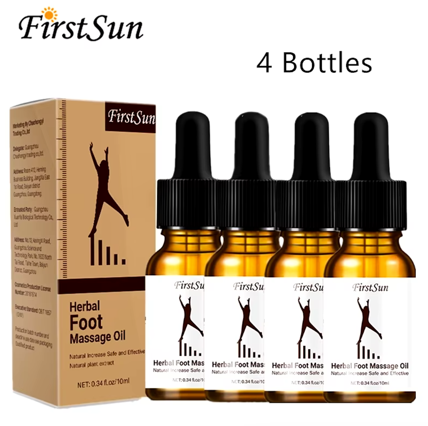 4 pcs Firstsun Height Increasing Oil Herbal Body Grow Taller Essential Oil Foot Massage Health Care Products Promot Bone Growth