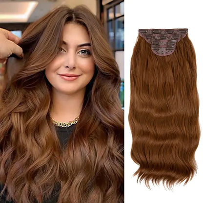 Extensiones de cabello sintético ondulado largo con clip