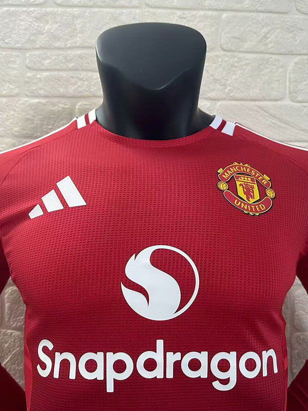 2024-25 Man Utd Home Long Sleeve Player Version Soccer Jersey