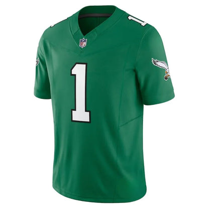 Camiseta verde de Jalen Hurts Kelly de los Philadelphia Eagles para hombre