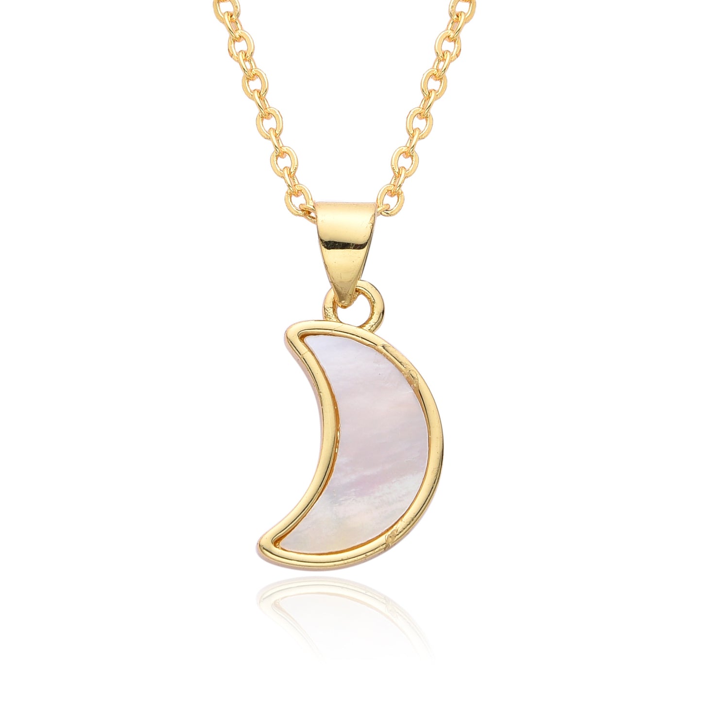 Full Diamond Crescent Moon Pendant Necklace with Micro Pave Setting