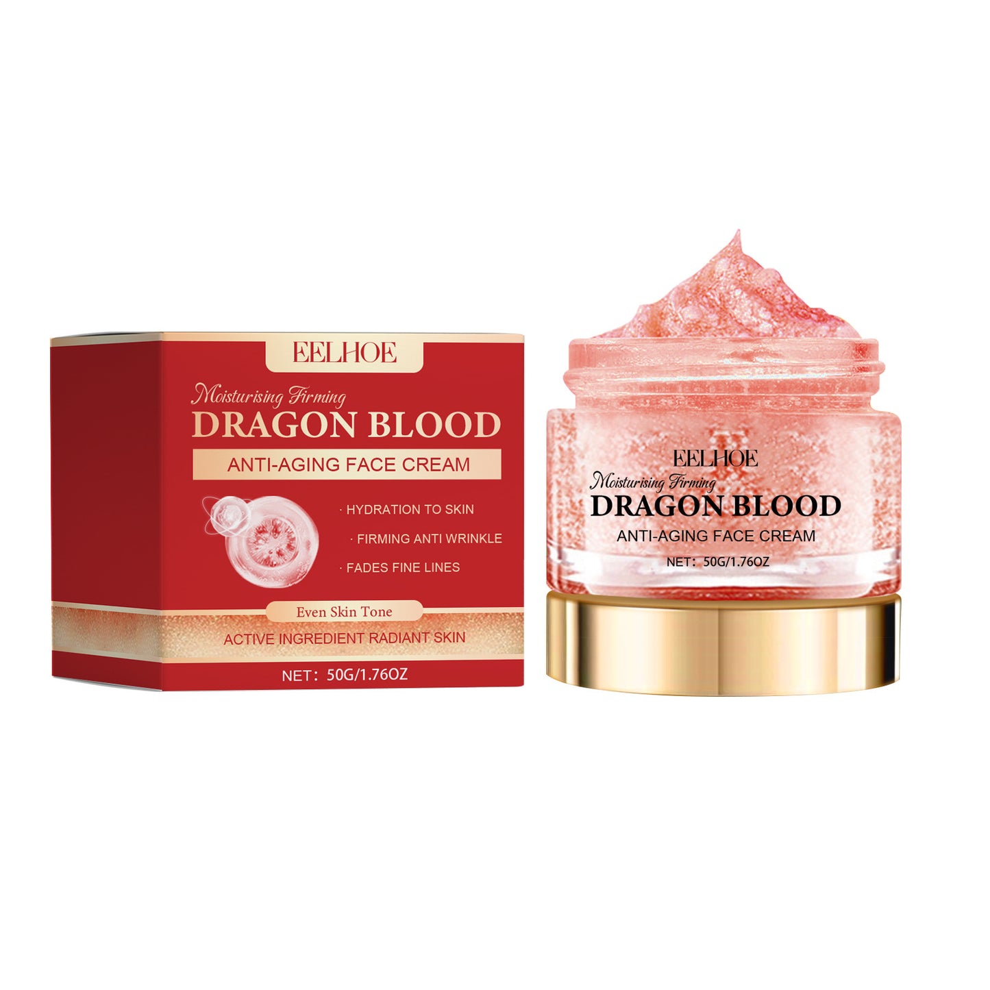 EELHOE Dragon's Blood Moisturizing Face Cream, Wrinkle Reducer, Sensitive Pore Cream 50g