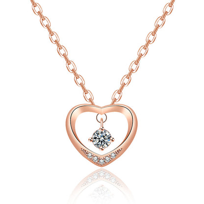 Heart-shaped Women's Micro-inlaid Hollow Pendant Necklace