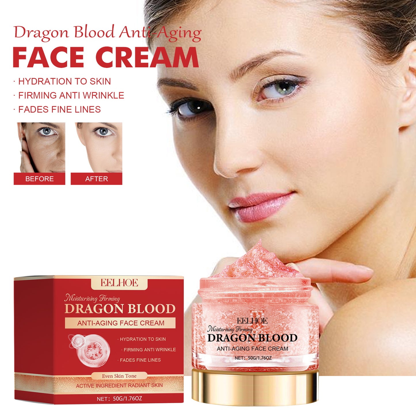 Crema facial hidratante EELHOE Dragon's Blood, reductora de arrugas, crema para poros sensibles 50 g