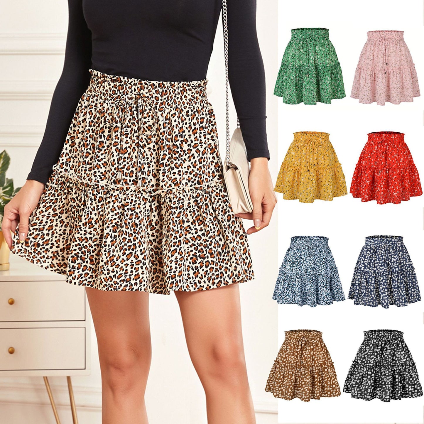 Women's High Waist Fashion Printed Small Floral