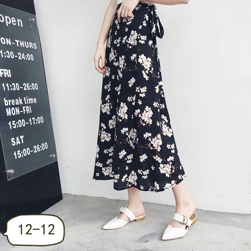 Sun-proof Skirt Chiffon Half-length High Waist A- Line With Lining