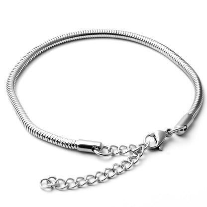 Pulsera Pandora de acero inoxidable con cadena de hueso de serpiente suave