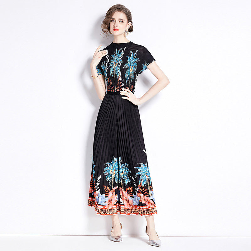 Stylish Design Pleated Skirt and Top Set