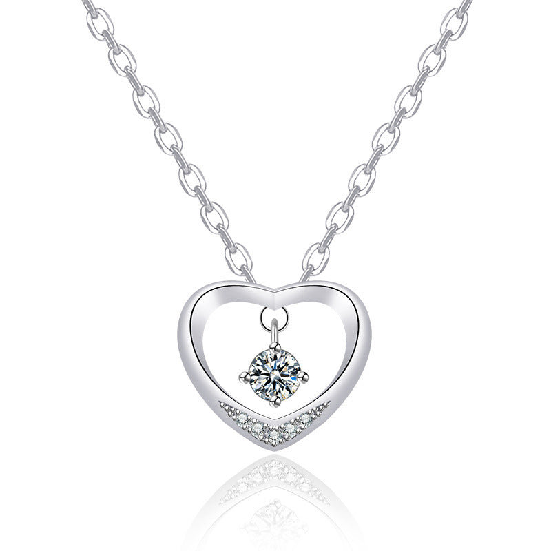 Heart-shaped Women's Micro-inlaid Hollow Pendant Necklace