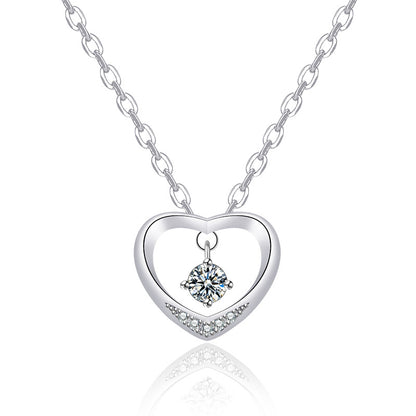 Heart-shaped Women's Micro-inlaid Hollow Pendant Necklace