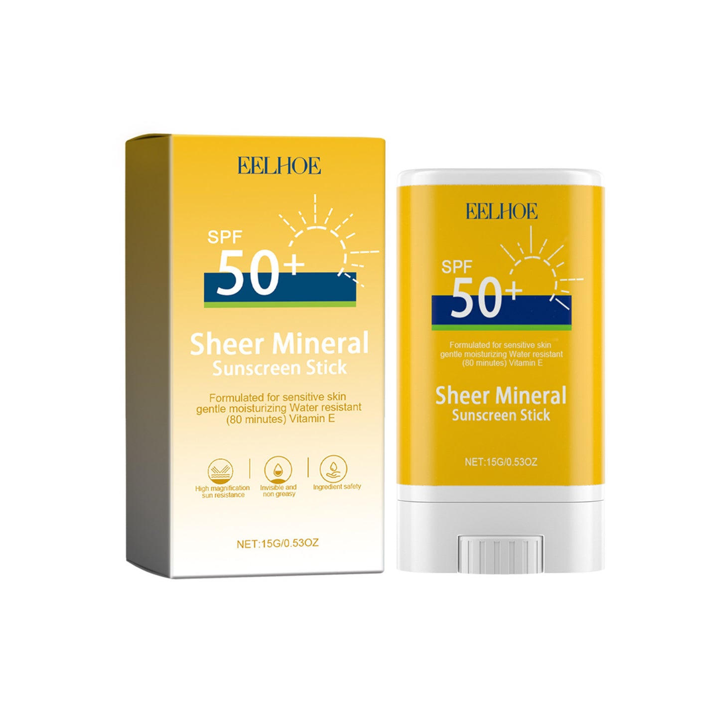 EELHOE UVA/UVB Mineral Protection Hyaluronic Acid Moisturizing Refreshing Oil-Free Stick Sunscreen SPF 50+ Buy 3 Pay For 2