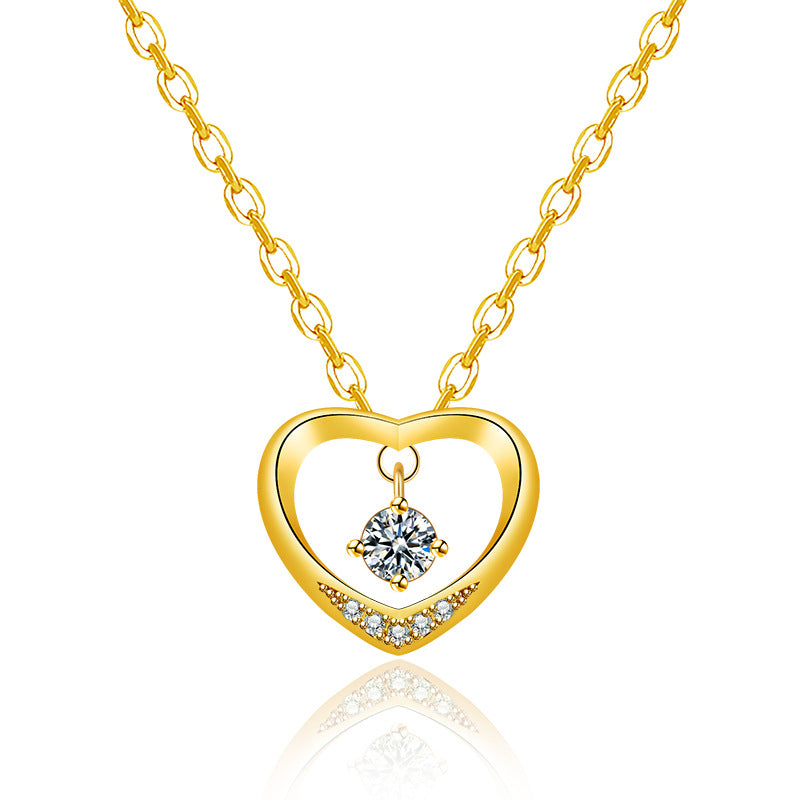 Heart-shaped Women's Micro-inlaid Hollow Pendant Necklace