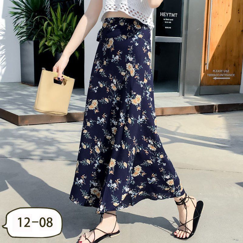 Sun-proof Skirt Chiffon Half-length High Waist A- Line With Lining