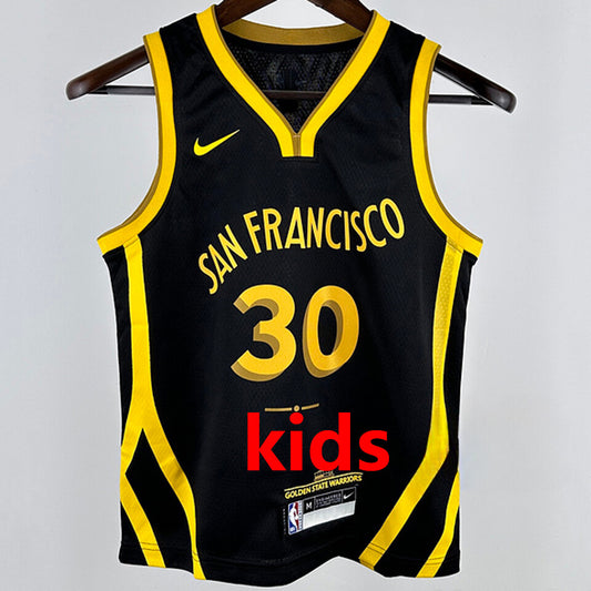 2024/25 Warriors CURRY #30 Black Kids NBA Jersey