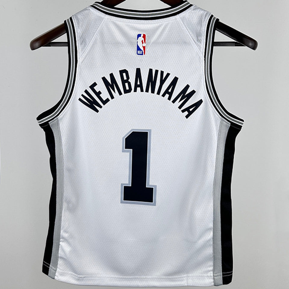 2024/25 Spurs WEMBANYAMA # 1 White Kids NBA Jersey