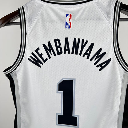 2024/25 Spurs WEMBANYAMA # 1 White Kids NBA Jersey