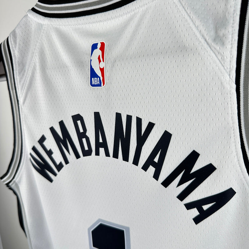 2024/25 Spurs WEMBANYAMA # 1 White Kids NBA Jersey