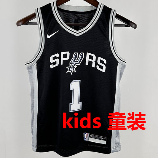 2024/25 Spurs WEMBANYAMA # 1 Black Kids NBA Jersey