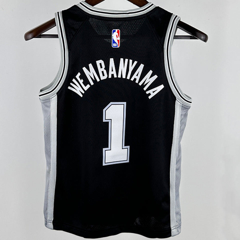 2024/25 Spurs WEMBANYAMA # 1 Black Kids NBA Jersey