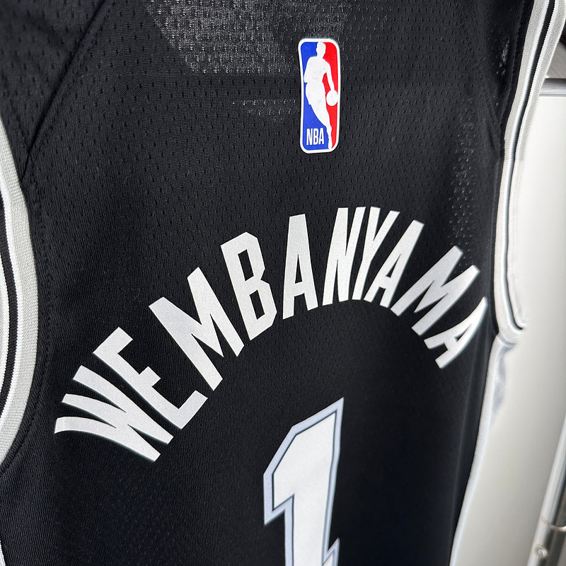 2024/25 Spurs WEMBANYAMA # 1 Black Kids NBA Jersey