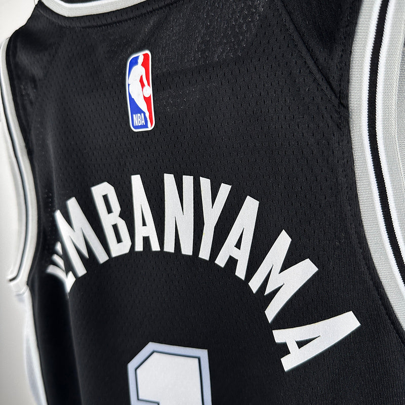 2024/25 Spurs WEMBANYAMA # 1 Black Kids NBA Jersey